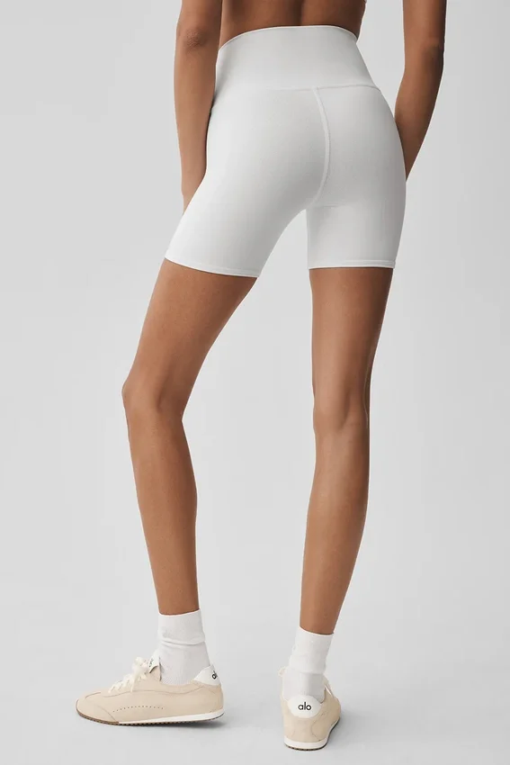 Pantaloncini da ciclista High-Waist Airbrush da 5" - Bianco