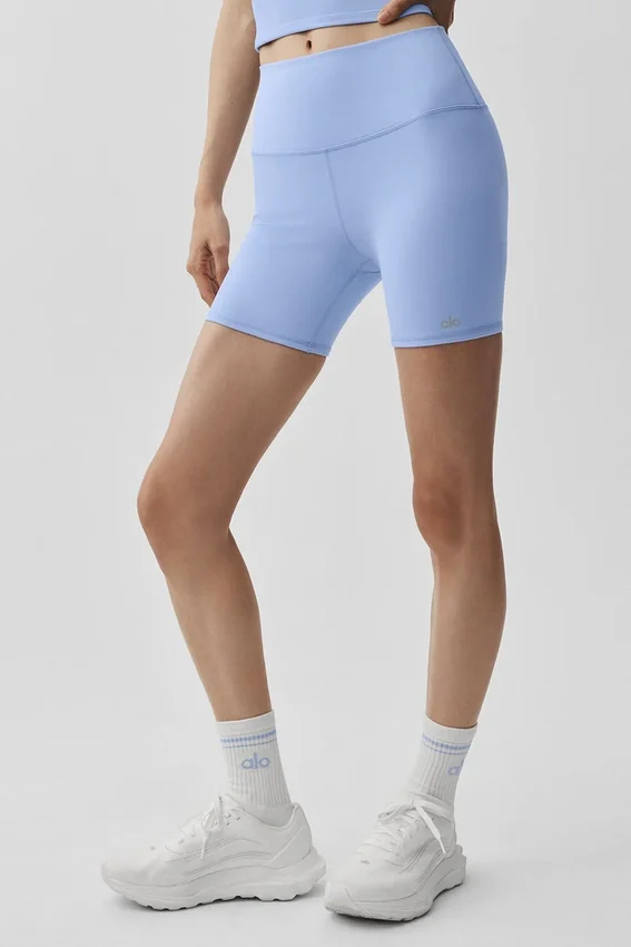Pantaloncini da ciclista High-Waist Airbrush da 5" - Blu Provenza chiaro