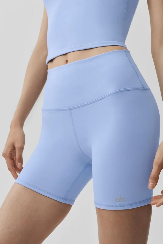 Pantaloncini da ciclista High-Waist Airbrush da 5" - Blu Provenza chiaro