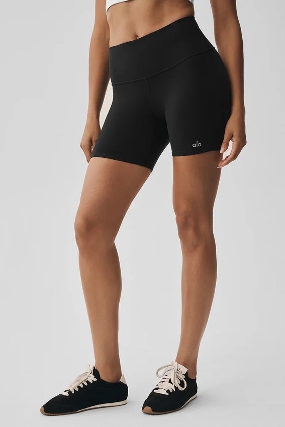 Pantaloncini da ciclista High-Waist con stampa Airbrush da 5" - Nero
