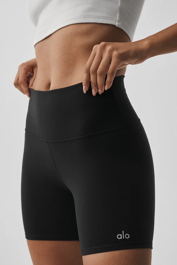 Pantaloncini da ciclista High-Waist con stampa Airbrush da 5" - Nero