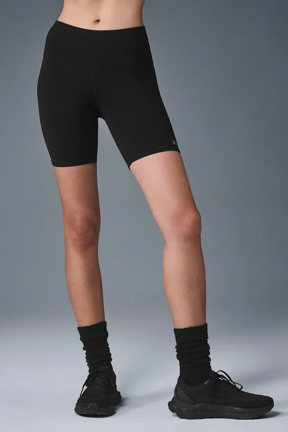 Pantaloncini da ciclista High-Waist da 7" – Nero