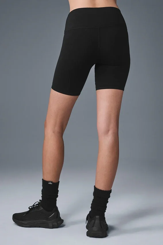 Pantaloncini da ciclista High-Waist da 7" – Nero