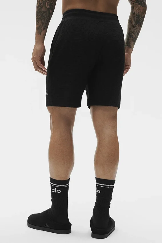 Pantaloncini da relax Waffle da 7" - Nero