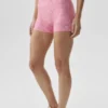 Pantaloncini eleganti High-Waist Airlift a quadretti da 3" - Rosa Paradiso a quadretti