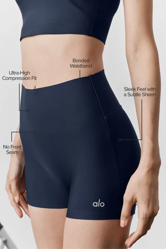 Pantaloncini eleganti High-Waist Airlift da 3" - Blu navy