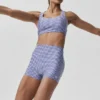 Pantaloncini eleganti High-Waist Airlift Gingham da 3" - Blu navy a quadretti