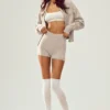 Pantaloncini Embrace in cashmere High-Waist - Oat Heather