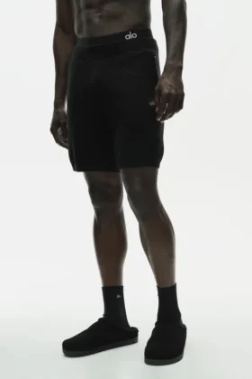 Pantaloncini "Ever Soft" in cotone e cashmere da 7" - Nero