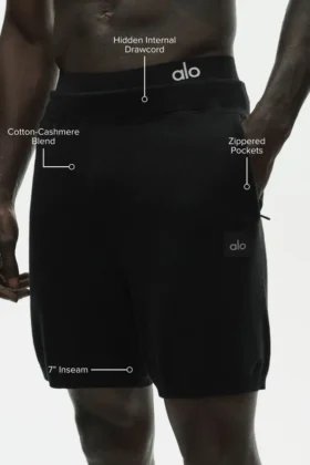 Pantaloncini “Ever Soft” in cotone e cashmere da 7″ – Nero
