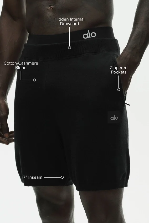 Pantaloncini "Ever Soft" in cotone e cashmere da 7" - Nero