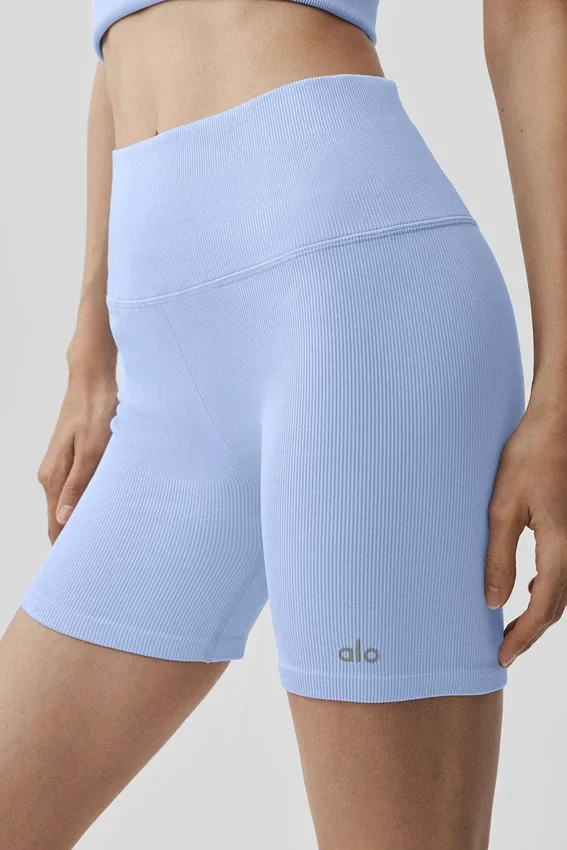 Pantaloncini "Favorite" a costine senza cuciture da 5" - Blu Provenza chiaro