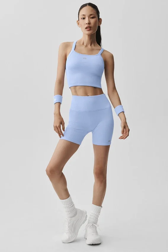 Pantaloncini "Favorite" a costine senza cuciture da 5" - Blu Provenza chiaro