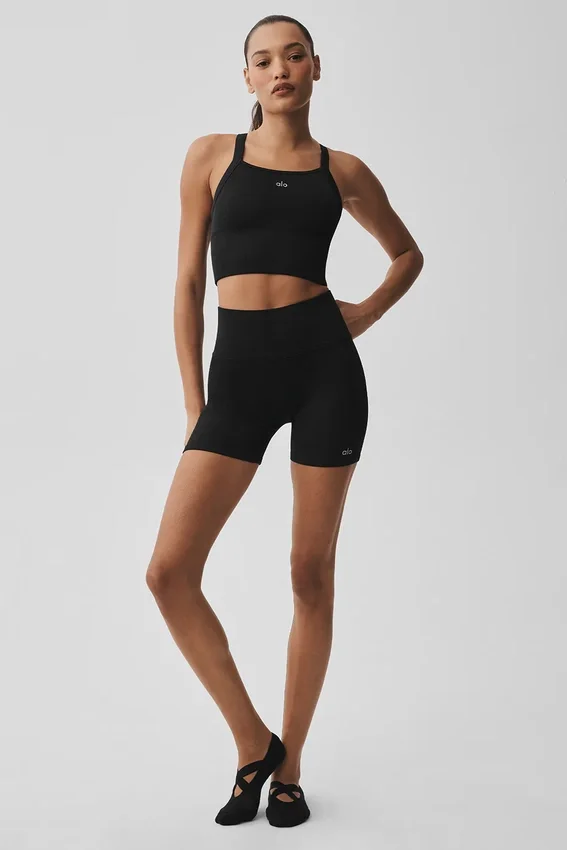 Pantaloncini "Favorite" a costine senza cuciture da 5" - Nero