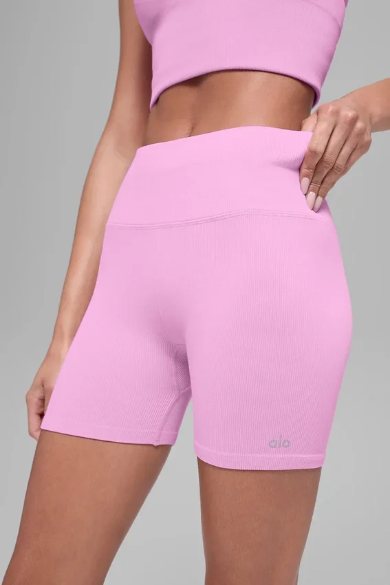 Pantaloncini Favorite a costine senza cuciture da 5" - Rosa Candy Heart