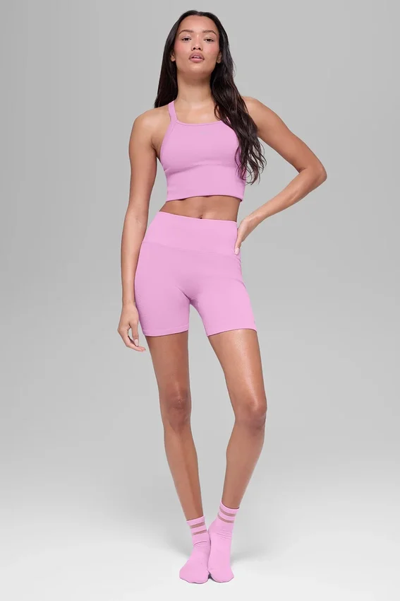Pantaloncini Favorite a costine senza cuciture da 5" - Rosa Candy Heart