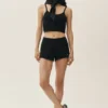 Canotta corta Heat Wave in seta e cashmere - Nero