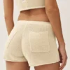 Pantaloncini Heatwave in seta e cashmere a vita media - Beige sabbia