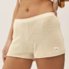 Pantaloncini Heatwave in seta e cashmere a vita media - Beige sabbia