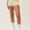 Pantaloncini Heatwave in seta e cashmere a vita media - Beige sabbia