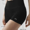 Pantaloncini High-Waist a costine in modal senza cuciture da 4" - Nero