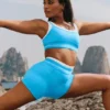 Pantaloncini High-Waist Airbrush Better Together - Blu azzurro/Bianco