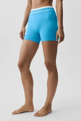 Pantaloncini High-Waist Airbrush Better Together – Blu azzurro/Bianco