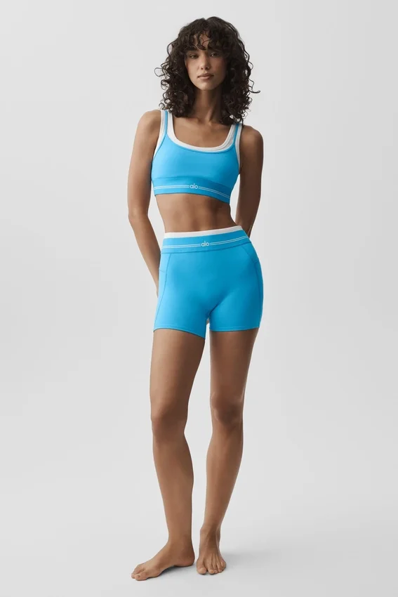 Pantaloncini High-Waist Airbrush Better Together - Blu azzurro/Bianco