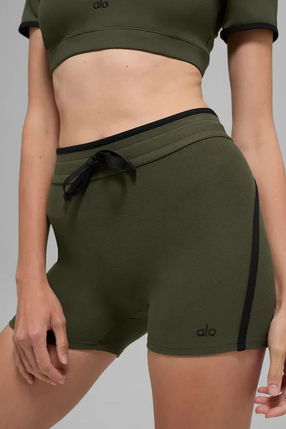 Pantaloncini High-Waist Airbrush Race Pace da 4" - Verde oliva/Nero