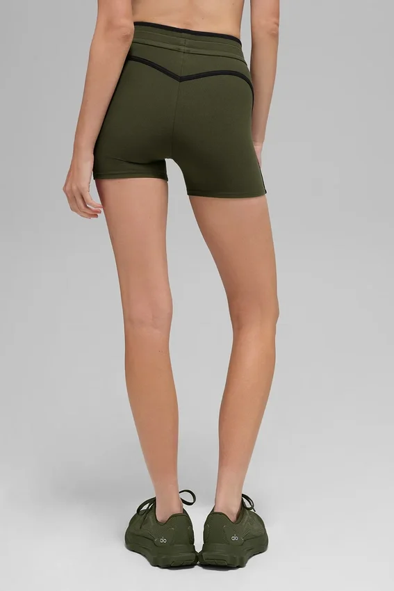 Pantaloncini High-Waist Airbrush Race Pace da 4" - Verde oliva/Nero