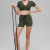 Pantaloncini High-Waist Airbrush Race Pace da 4" - Verde oliva/Nero