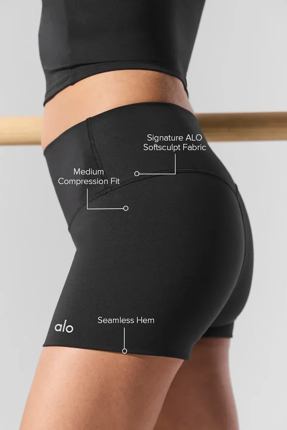 Pantaloncini High-Waist Alo Softsculpt da 3" - Nero