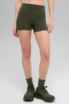 Pantaloncini High-Waist Alo Softsculpt da 3" - Verde oliva