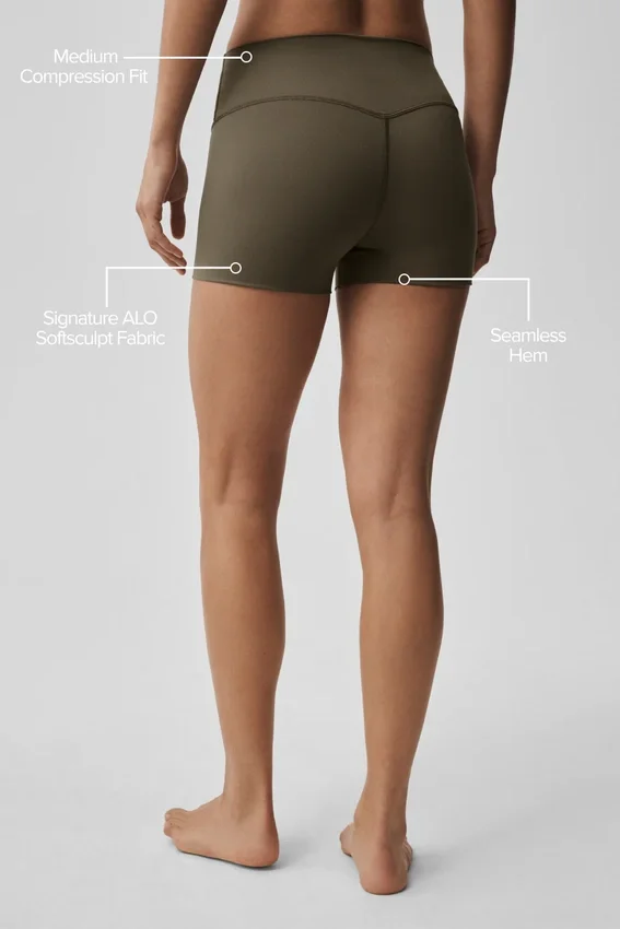 Pantaloncini High-Waist Alo Softsculpt da 3" - Verde olivo