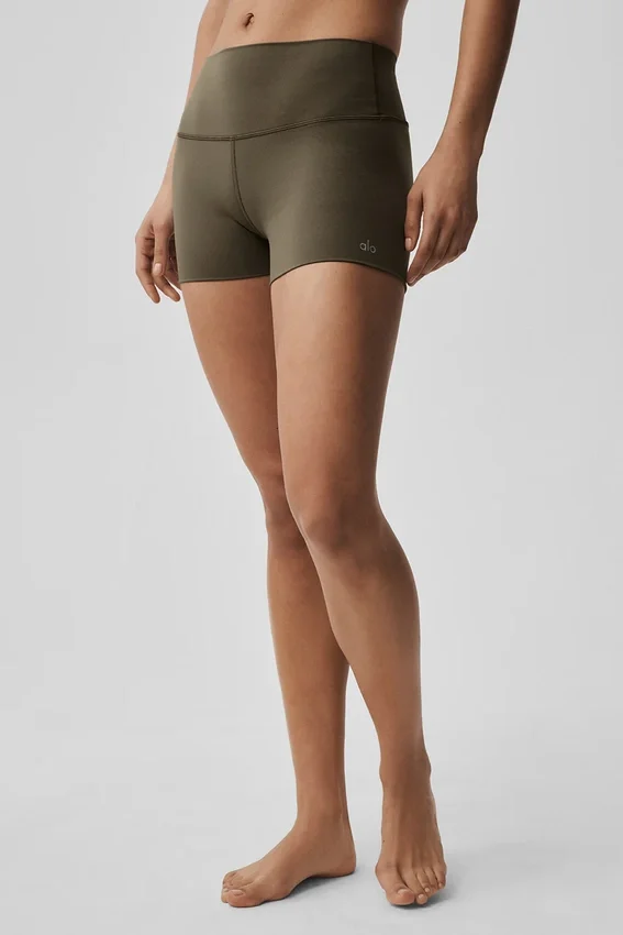 Pantaloncini High-Waist Alo Softsculpt da 3" - Verde olivo