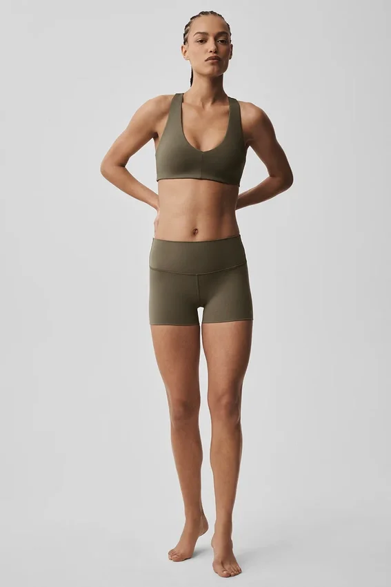 Pantaloncini High-Waist Alo Softsculpt da 3" - Verde olivo