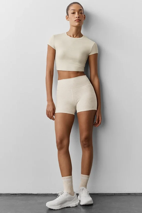 Pantaloncini High-Waist Alosoft Carefree da 3" - Oatmeal Heather