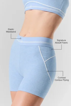 Pantaloncini High-Waist Alosoft Heart Throb da 4” – Blu conchiglia melange/Bianco