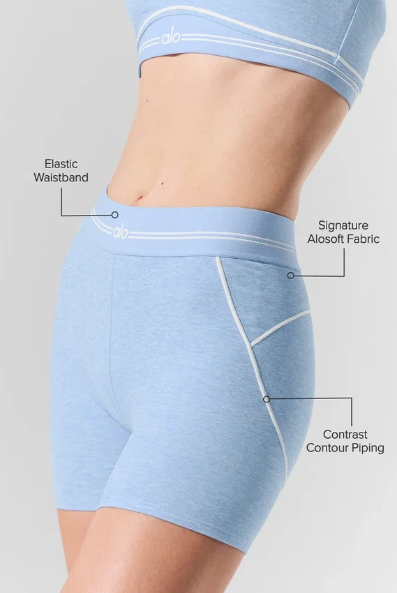 Pantaloncini High-Waist Alosoft Heart Throb da 4” - Blu conchiglia melange/Bianco
