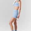 Pantaloncini High-Waist Alosoft Heart Throb da 4” - Blu conchiglia melange/Bianco