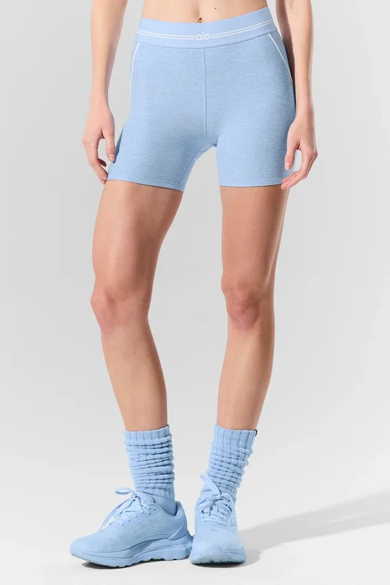 Pantaloncini High-Waist Alosoft Heart Throb da 4” - Blu conchiglia melange/Bianco