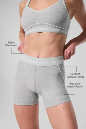 Pantaloncini High-Waist Alosoft Heart Throb da 4” – Grigio melange atletico/Bianco