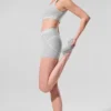 Pantaloncini High-Waist Alosoft Heart Throb da 4” - Grigio melange atletico/Bianco