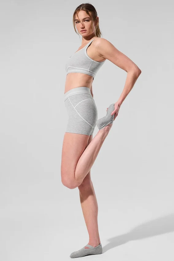 Pantaloncini High-Waist Alosoft Heart Throb da 4” - Grigio melange atletico/Bianco