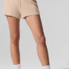 Pantaloncini High-Waist in cashmere con trama a nido d'ape - Macadamia Blush