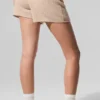 Pantaloncini High-Waist in cashmere con trama a nido d'ape - Macadamia Blush