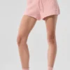Pantaloncini High-Waist in cashmere con trama a nido d’ape - Rosa quarzo