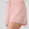 Pantaloncini High-Waist in cashmere con trama a nido d’ape - Rosa quarzo