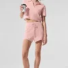 Pantaloncini High-Waist in cashmere con trama a nido d’ape - Rosa quarzo