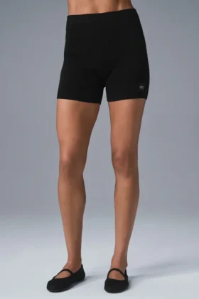Pantaloncini High-Waist in maglia Scholar - Nero
